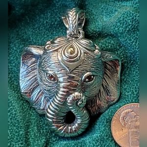 New John Hardy Jai 14K and Sterling Ruby Elephant Enhancer Pendant.